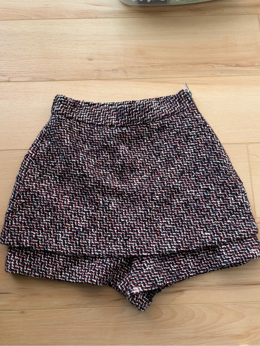 Maje Tweed Layered Women’s Skort - Black/White/Red/Blue